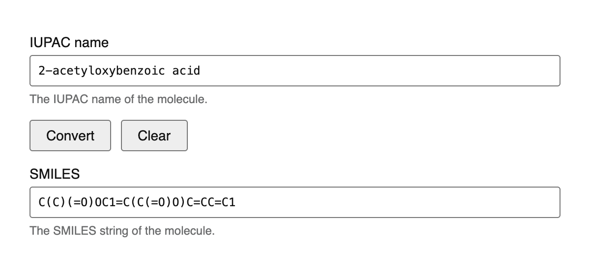 IUPAC to SMILES
